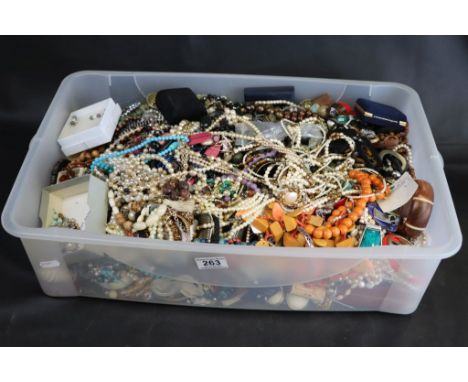 Large quantity of vintage costume jewellery comprising necklaces, pendants, bracelets, earrings, bangles, hat pins etc