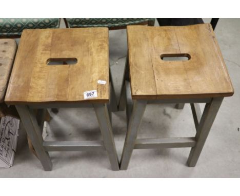 Pair of light oak stools