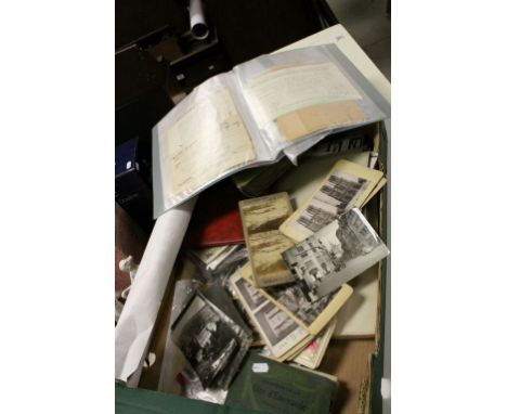 Tray of vintage Ephemera etc to include postcards
