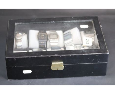 Collection of Gents vintage wristwatches to include Seiko Chronograph 100M, digital Seiko, Seconda, Seiko Calculator etc (9)