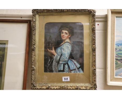Gilt framed oil painting portrait of a young Regal lady in period dress