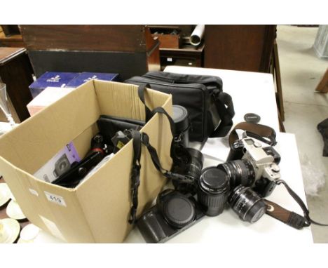 Box of vintage Cameras & Lenses etc