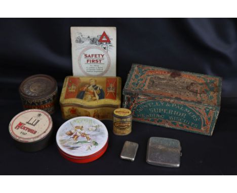 Small collection of vintage Tins to include unused Dunhill Mixture 1167, Silver plated Vesta & Cigarette case etc