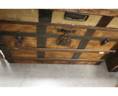 Large Victorian Pine Travelling Trunk