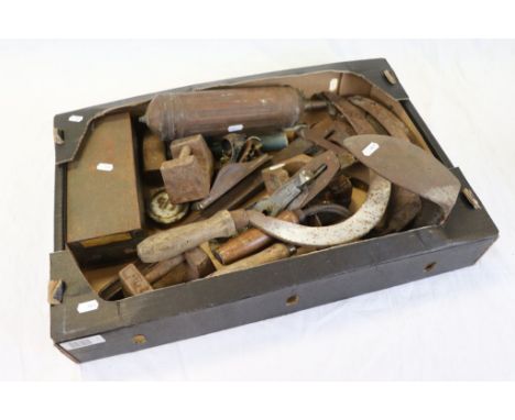 Collection of Tools including Stanley Woodworking Planes, Weights, Shoe Last, Auto Minimax, etc