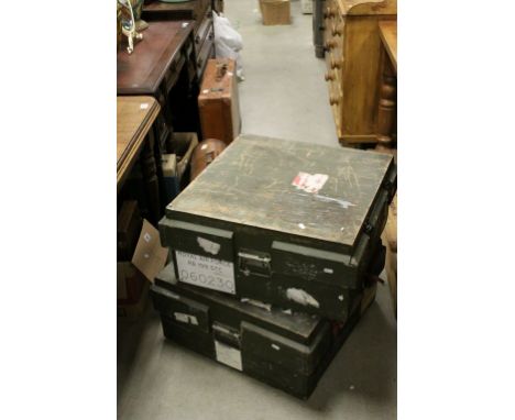 Pair of Wooden Military RAF Lossiemouth Ordnance / Ammo / Flame Tube Cases Lidded Crates / Boxes