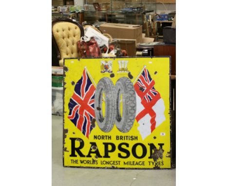 Vintage Enamel "Rapson Tyres" wall mounted Sign