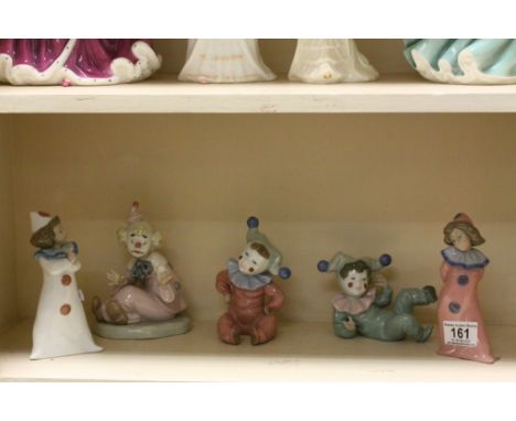 Five Nao ceramic Clown type figurines