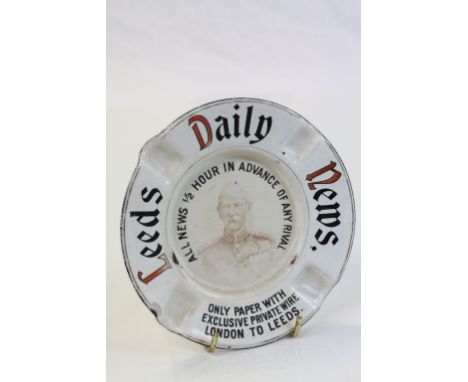 Boer War interest an enamel ashtray Leeds Daily News with portrait of Lord Roberts