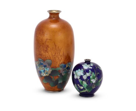 Kumeno Teitaro: A Japanese Cloisonné Enamel Vase, of squat, globular form resting on a splayed foot, decorated on the royal b
