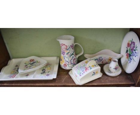 A BOX FULL OF HAND PAINTED POOLE POTTERY 