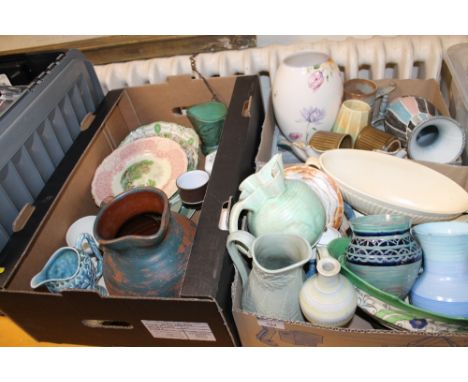 THREE TRAYS OF ASSORTED CHINA AND CERAMICS TO INCLUDE WEDGWOOD, SHELLY, ROYAL WORCESTER, ETC 