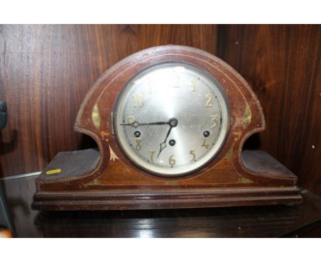 A LARGE NAPOLEON HAT STYLE MANTEL CLOCK 