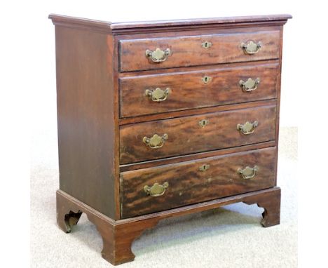 A George III mahogany bachelor's chest, containing four long graduated drawers, on bracket feet, 77cm