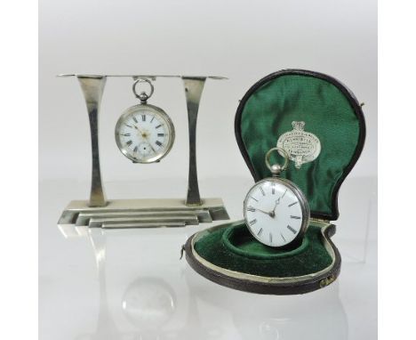 A Victorian silver cased open faced pocket watch, London 1854, in a fitted case inscribed R. Christie, Bank Street, Edinburgh