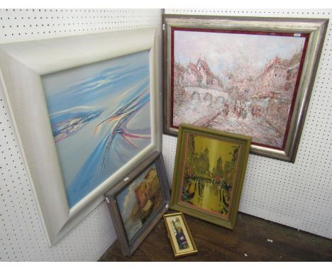 George R Deakins (British 20th century school) - Venetian scene, oil on board, signed, 41 x 29 cm, together with H Durant (20