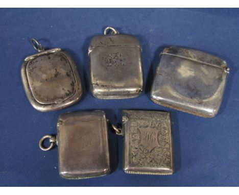 Four silver vesta cases together with a further silver patch/stamp box, 4 oz approx 