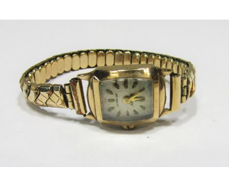 Vintage ladies 9ct Verity Incabloc dress watch, the square dial with baton markers, 17 jewel movement, currently running, 15m