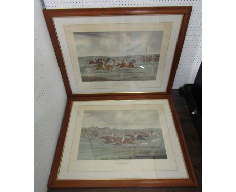 Henry Alken (British 1785-1851) - A pair of coloured engravings of horse racing subjects, The Start and Coming In, originally