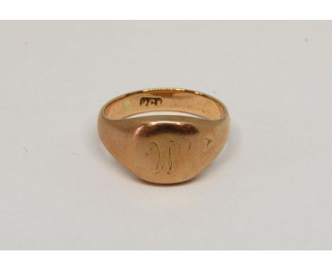 9ct signet ring, size K, 4.1g 