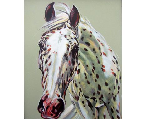 Louise Mizen (contemporary British) - Appaloosa V, signed coloured limited edition print with oil effect finish, 70 x 58 cm, 