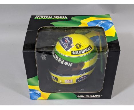 1:2 scale Ayrton Senna Racing Car Collection replica helmet by Minichamps, model no 540943202 