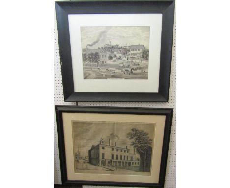 18th century black and white engraving showing a perspective view of the city hall in New York taken from Wall Street, drawn 