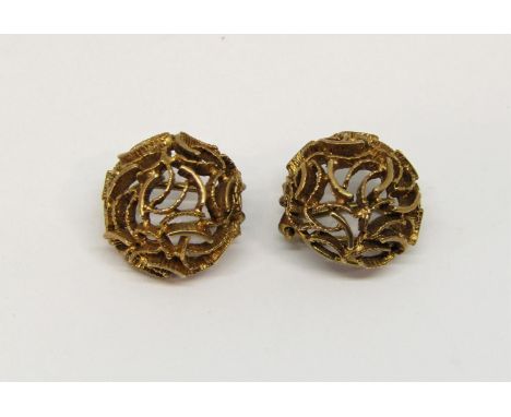 Pair of vintage 9ct clip earrings, maker 'ML', Birmingham 1972, 7g 