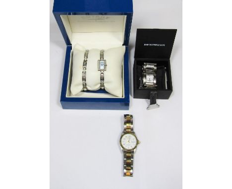 Vintage ladies Rotary watch duo comprising a cocktail watch with stylised gate link bracelet and further matching bracelet, w