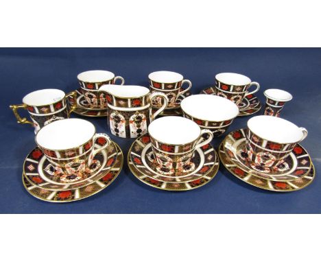 A collection of Royal Crown Derby Imari pattern teawares number 1128 comprising milk jug, sugar bowl, six cups, six saucers, 