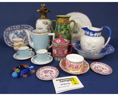 A collection of Royal Copenhagen coffee wares with duck egg blue ground and gilt border decoration comprising coffee pot (cov