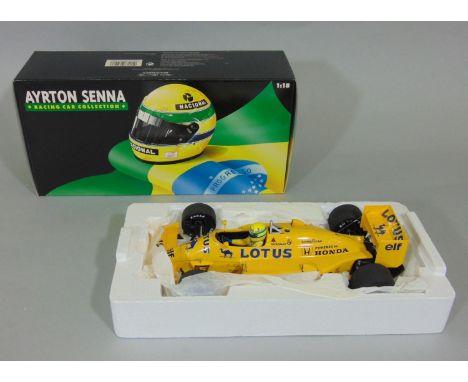 Minichamps 1987 Lotus Honda 99T Ayrton Senna Formula 1 model racing car,  by Pauls Model Art, 1:18 scale, no 540 871812, in v