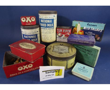 A large collection of vintage tins and packaging 