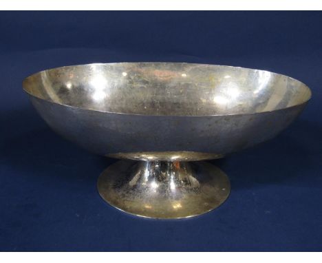 Continental.800 silver pedestal fruit bowl of stylised form, with hammered finish, maker J C K, with further continental hall