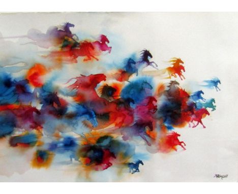 Birim (contemporary British) - Wild Horses, Series One, signed coloured screen print with Washington Green label verso dated 