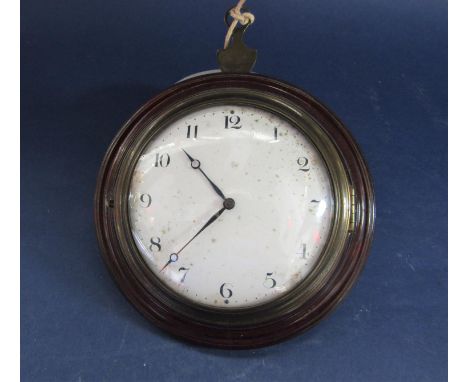 A good mahogany cased sedan clock with convex enamel dial, Arabic numerals, 15 cm diameter, key 
