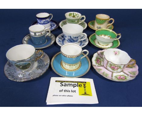 A quantity of decorative cabinet cups and saucers including examples by Tuscan china, Noritake, Paragon, Royal Worcester, etc