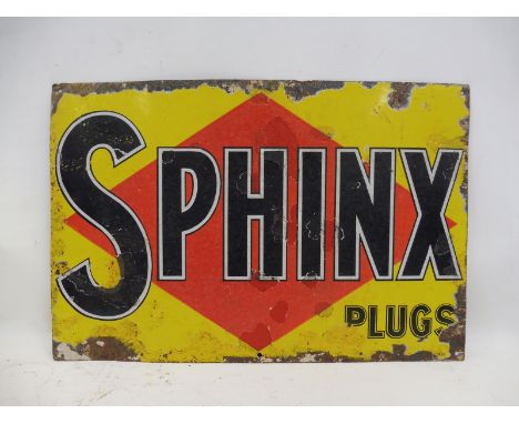 A Sphinx Plugs rectangular enamel sign, 24 x 16". 