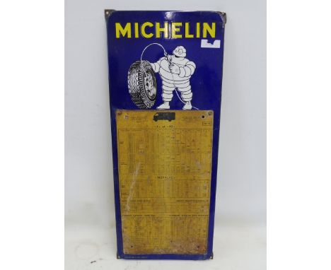 A Michelin enamel sign with tin attachment, Belgian version, 39 1/2 x 33". 