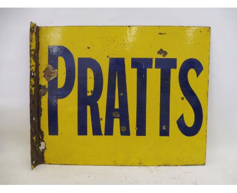 A Pratts double sided enamel sign with hanging flange by Imperial Enamel Company, dated October 1925, 22 x 18".
