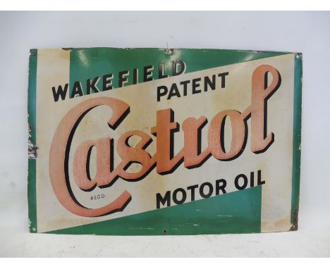 A Wakefield Patent Castrol Motor Oil rectangular enamel sign, 30 x 20". 