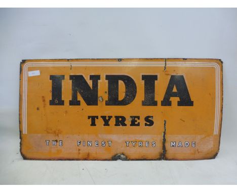 An India Tyres rectangular enamel sign, 36 x 18".
