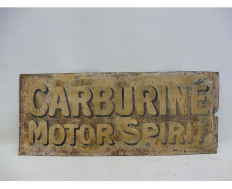 A Carburine Motor Spirit rectangular tin advertising sign, unusually being tin rather than enamel, 35 1/4 x 14 1/2". 