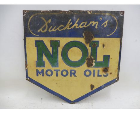 A Duckham's NOL Motor Oils shaped enamel sign, 17 x 17". 