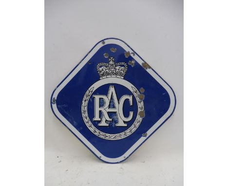 An RAC double sided enamel sign with coronet emblem to the centre, 22 x 22". 