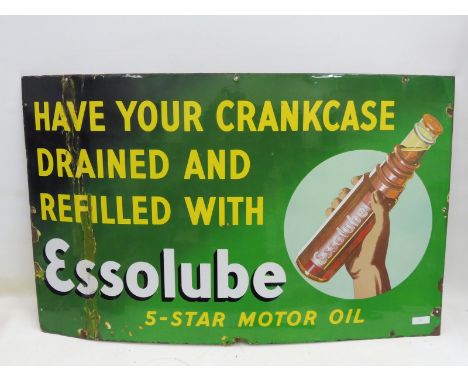 A rare Essolube part pictorial rectangular enamel sign 'Have your crankcase drained and refilled with....', excellent gloss, 