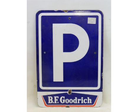A B.F. Goodrich Parking enamel sign, 15 3/4 x 23 1/2".