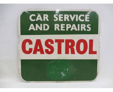 A Castrol Car Service and Repairs double sided aluminium advertising sign, 26 1/4 x 23 3/4".