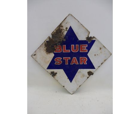 A Blue Star lozenge shaped double sided enamel sign, 28 x 28". 
