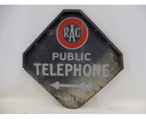 An RAC Public Telephone lozenge shaped double sided enamel sign by Franco, 26 x 26 1/2". 